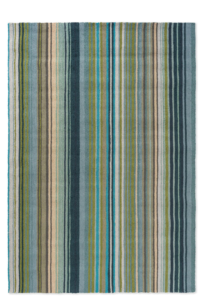 Brink & Campman In-Outdoor HAR Spectro Stripes-Emerald/Marine/Rust outdoor 5'3 x 7'6 Rug