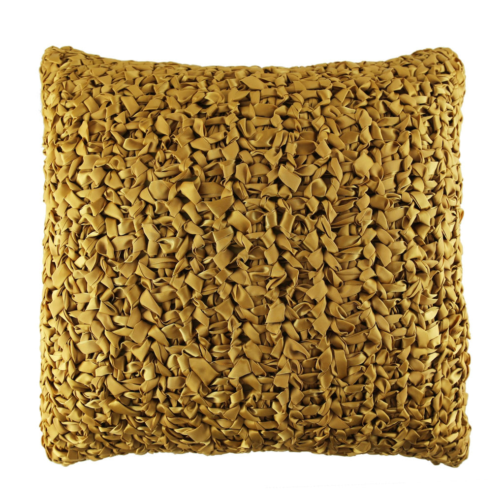 Ann Gish Ribbon Knit Solid Gold 20in X 20in Pillow