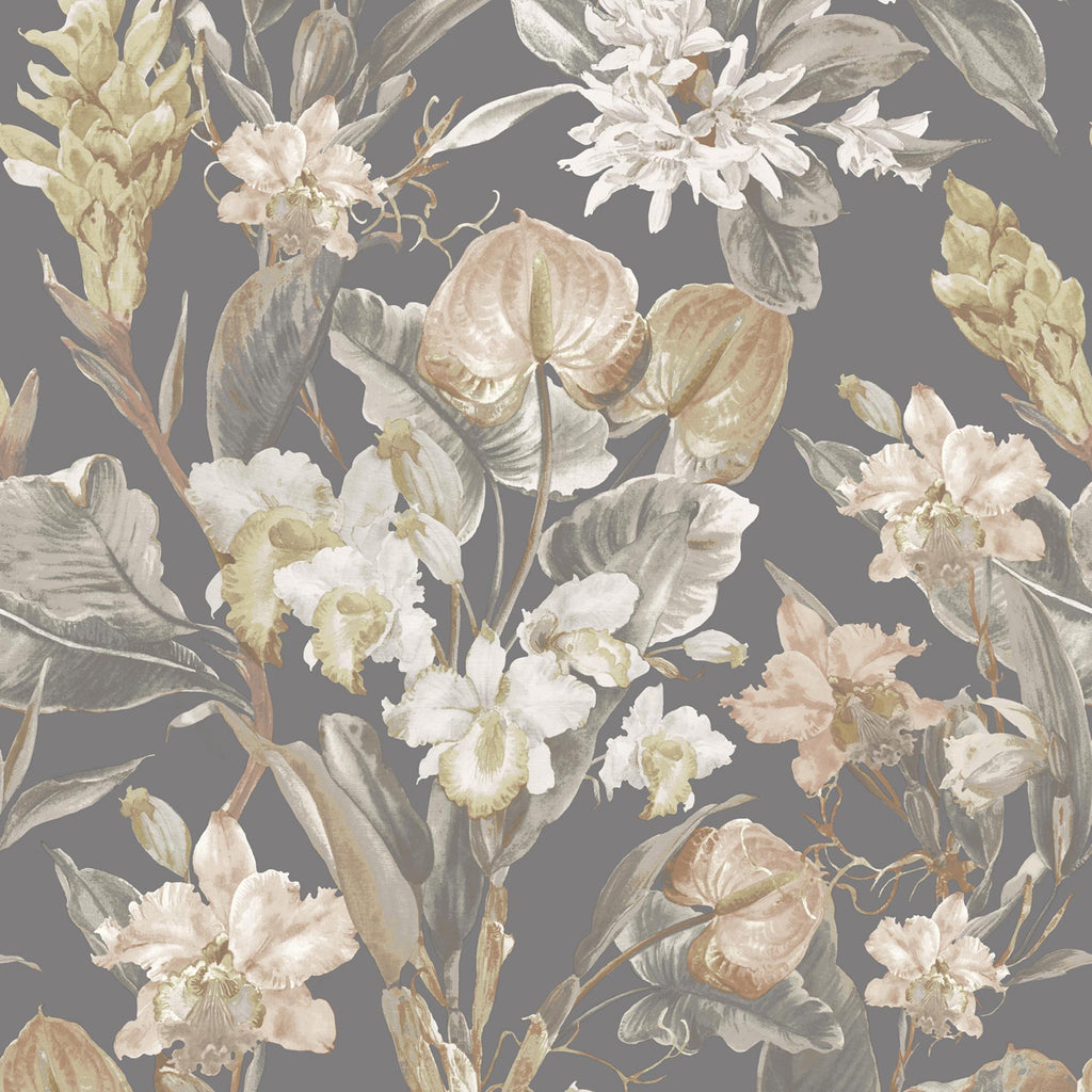 JF Fabrics 8202 Black/White/Bronze (64) Wallpaper