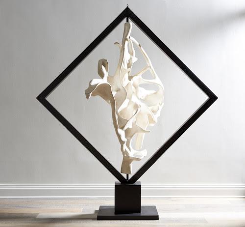 Phillips Collection Cast Revolving Diamond Sculpture Faux Bleached Accent