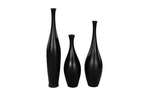 Phillips Collection Trumpet , Small Matte Black Vase