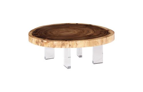 Phillips Collection Floating  with Acrylic Legs, Natural, Size Varies Brown Coffee Table