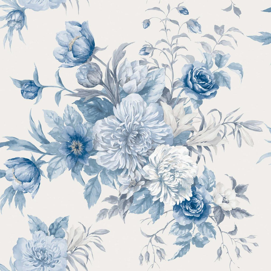 Borastapeter Floral Charm Blue And White Wallpaper