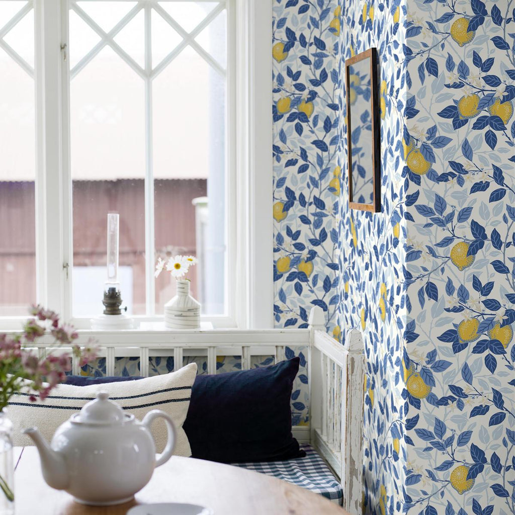 Borastapeter Citrontrd Blue And Yellow Wallpaper