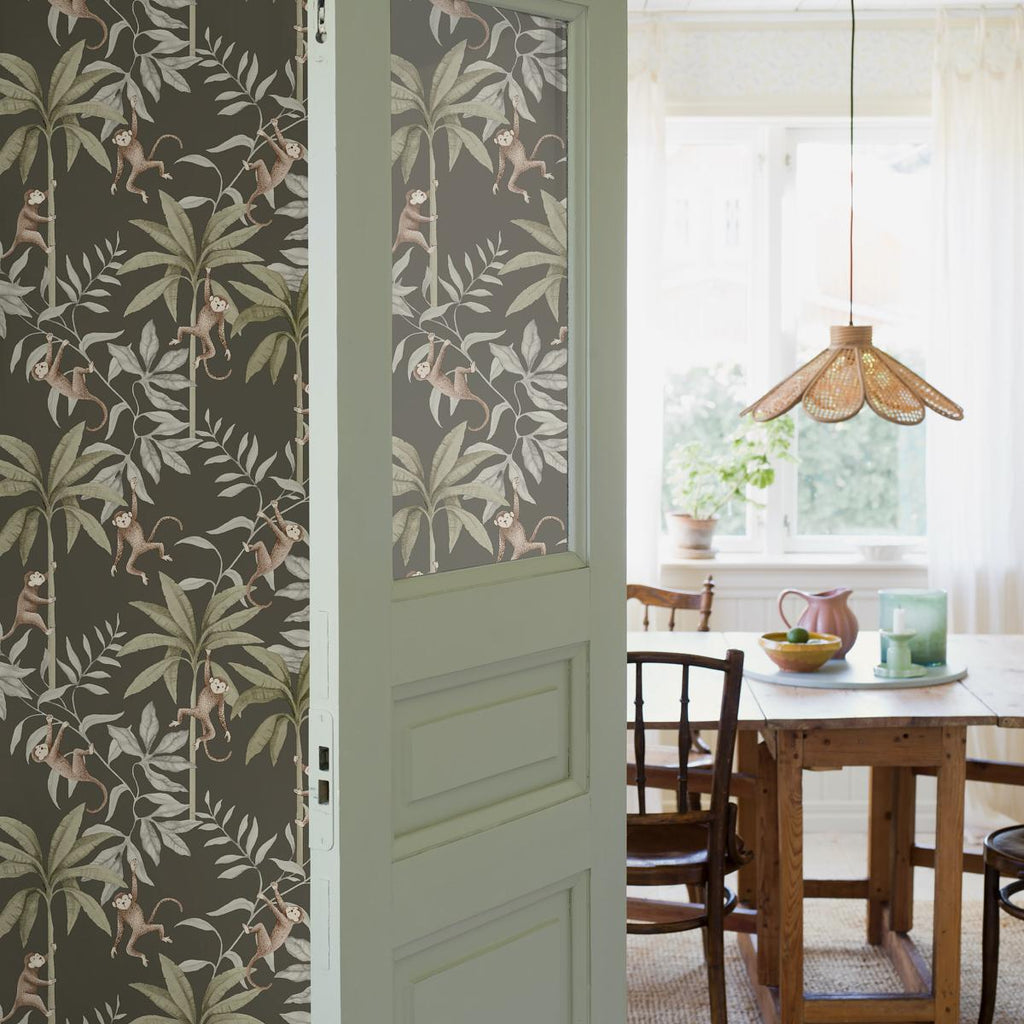 Borastapeter Jungle Friends Pewter Green Wallpaper