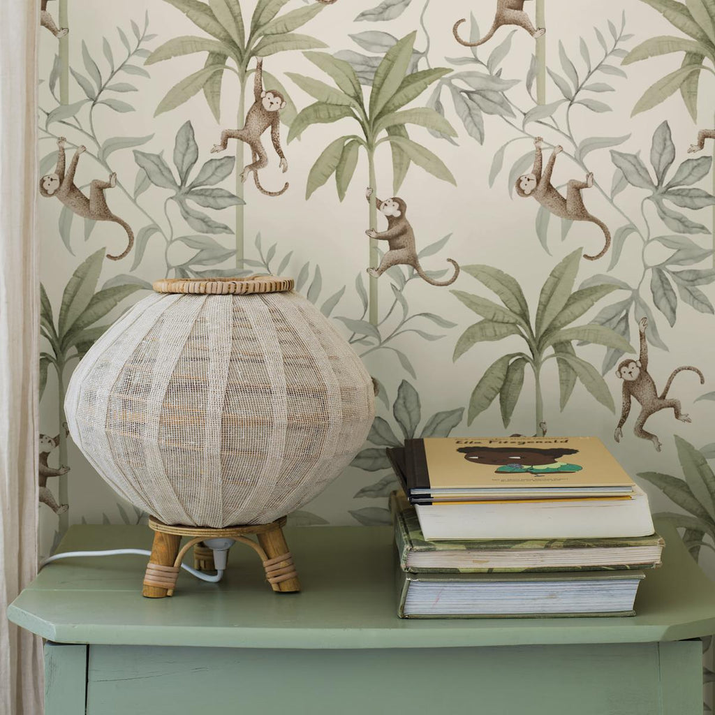 Borastapeter Jungle Friends Cocoa And Sage Wallpaper