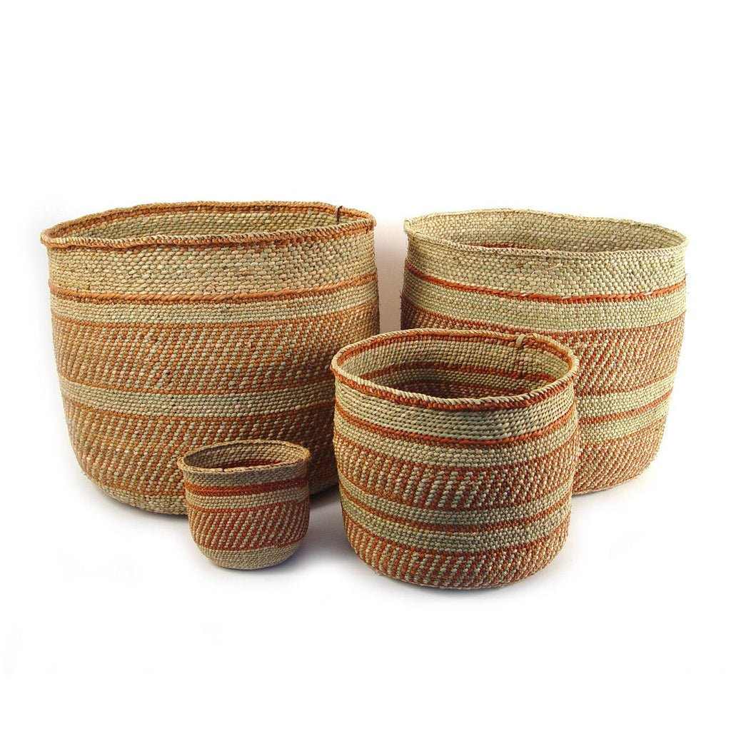 DecoratorsBest 14 inch Auburn Stripe Iringa Baskets