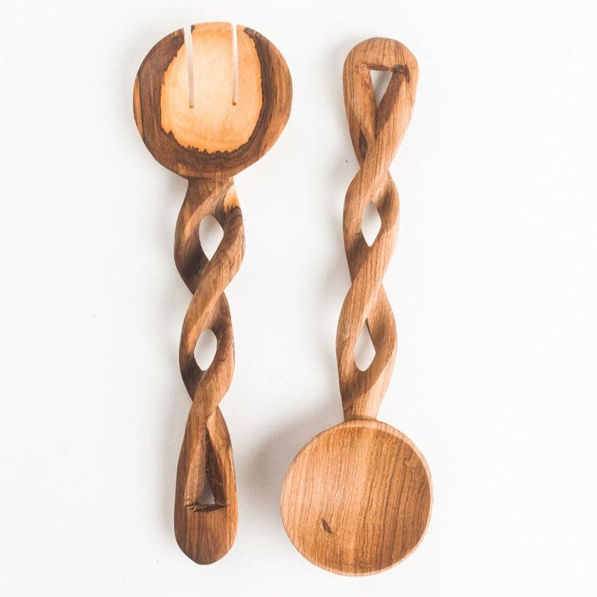 DecoratorsBest Olive Wood Spiral Servers