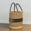 Decoratorsbest Solid Stripe Bolga Baskets - Laundry Hamper Natural Palette