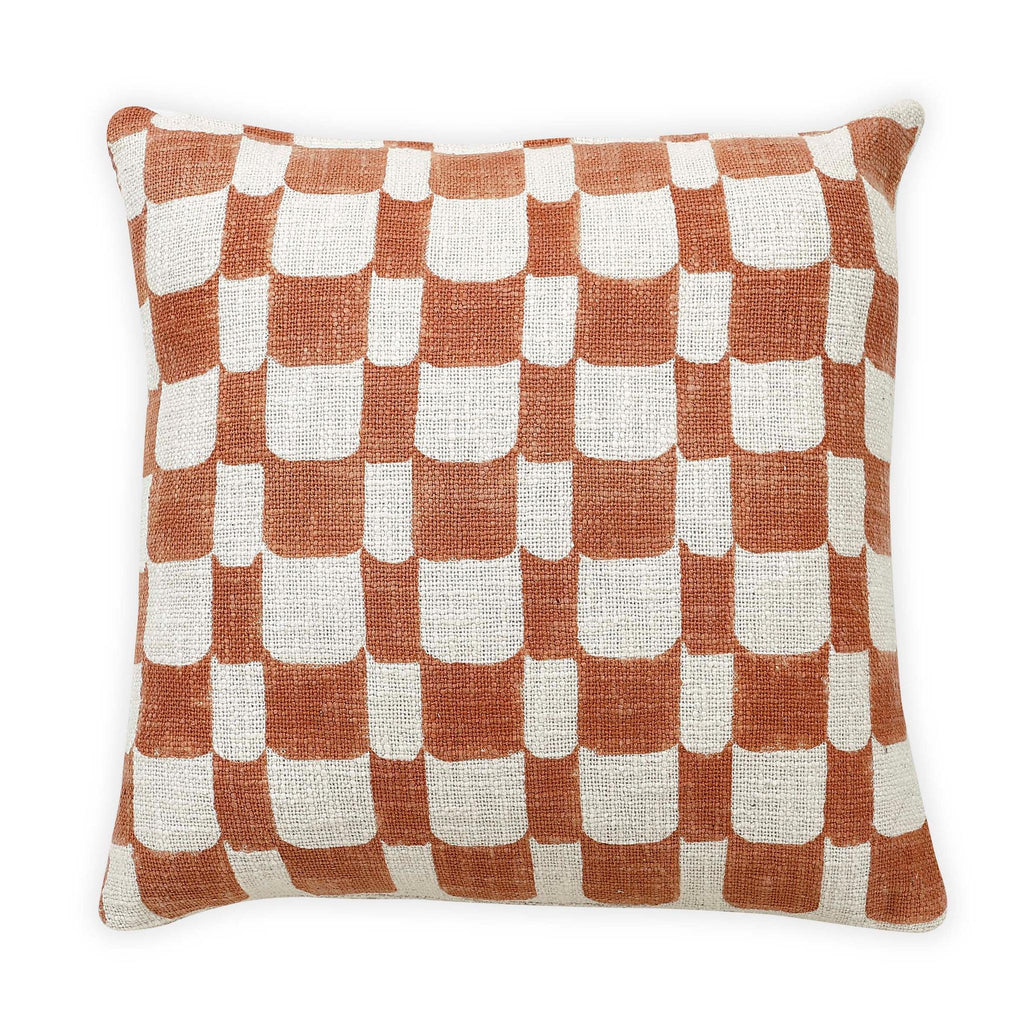 DecoratorsBest lumbar w/o insert Checkered Block Printed Pillow - Rust