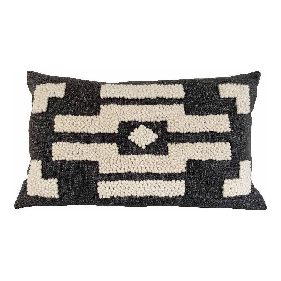 DecoratorsBest Natural on Charcoal Punch Needle Ndebele Lumbar Pillow - Pattern 3