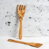 Decoratorsbest Olive Wood Serving Spatula Forks - Pair