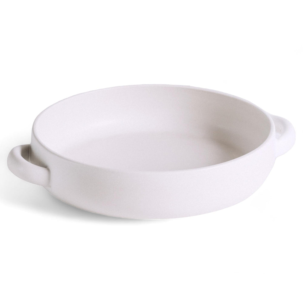 DecoratorsBest Matte White Stoneware Serving Plate With Handles 13.4"