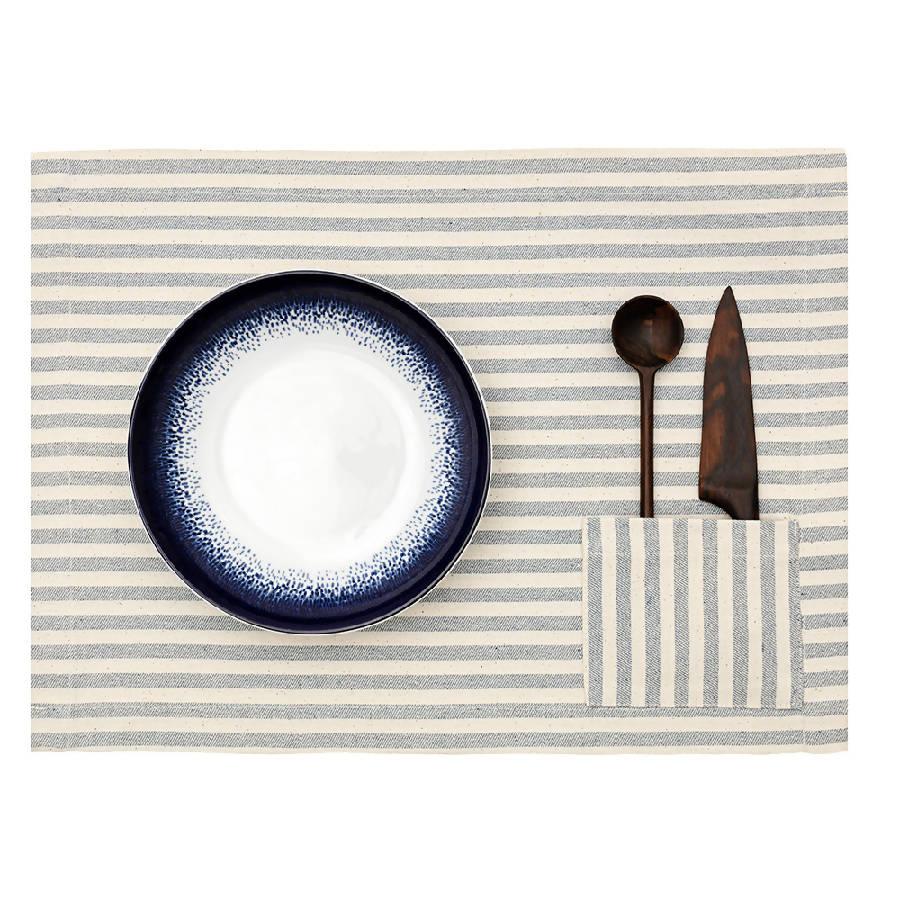 DecoratorsBest Placemats - Striped With Pocket / Set Of 4