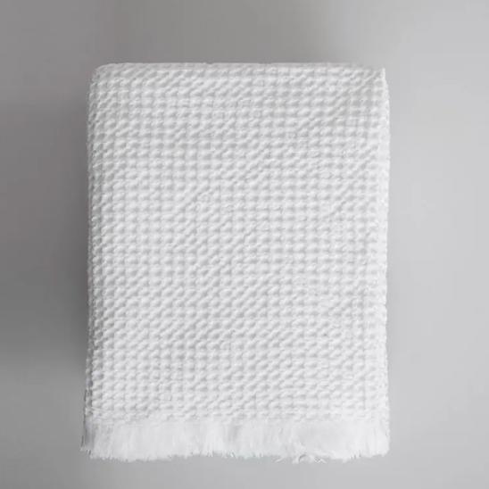 DecoratorsBest S/2 Organic Belgian Waffle Hand Towels - White