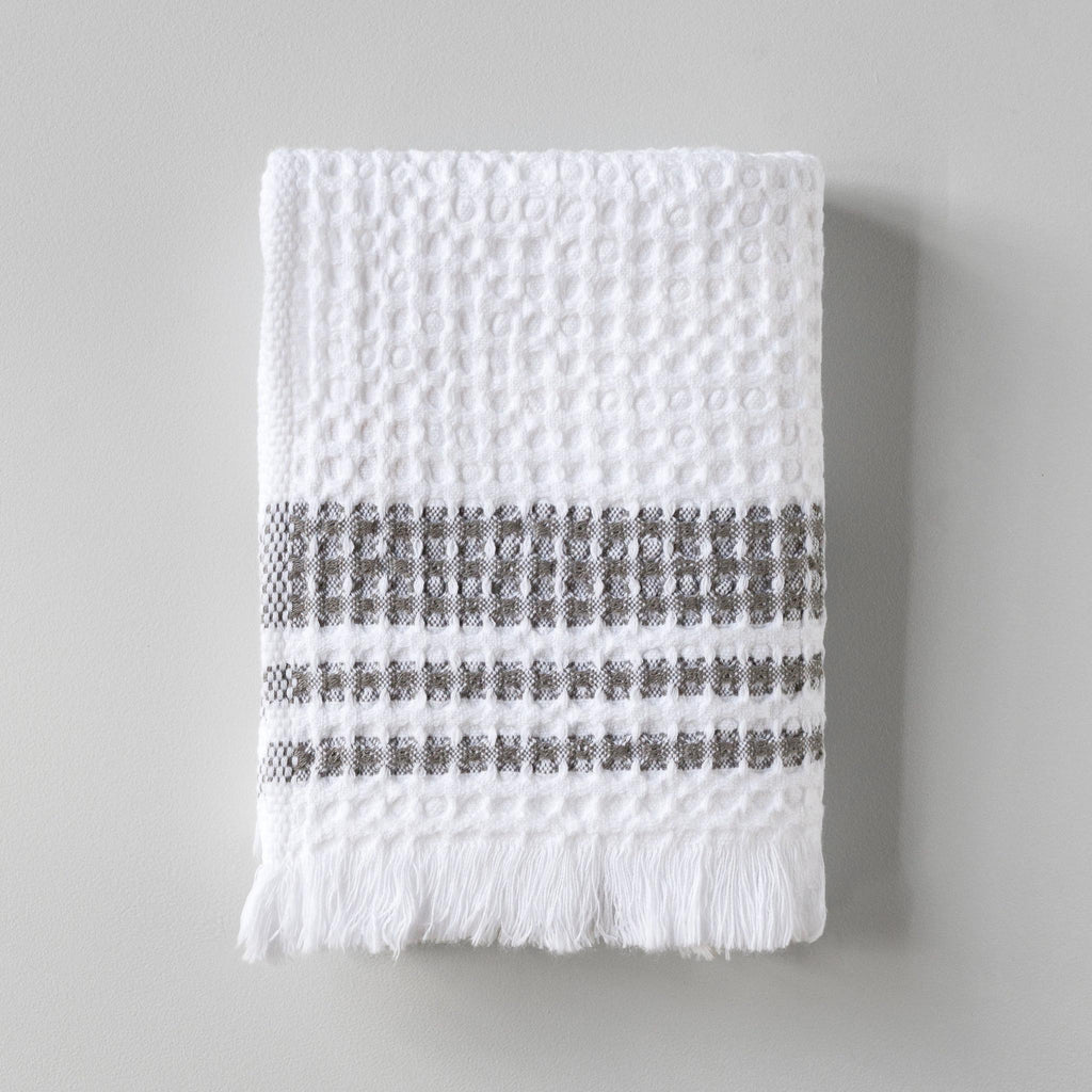 DecoratorsBest S/2 Organic Belgian Waffle Hand Towels - Ash