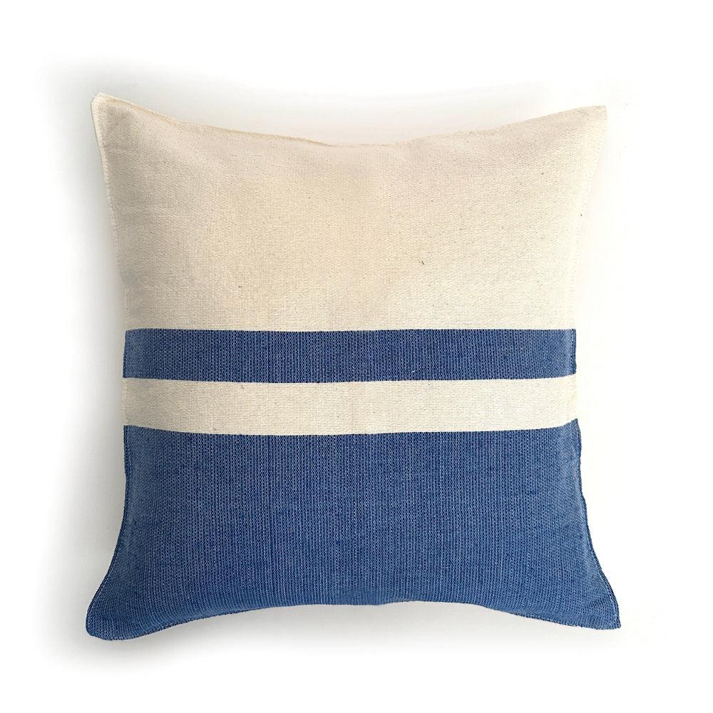 DecoratorsBest with insert Woven Block Pillow Case - Natural with Blue