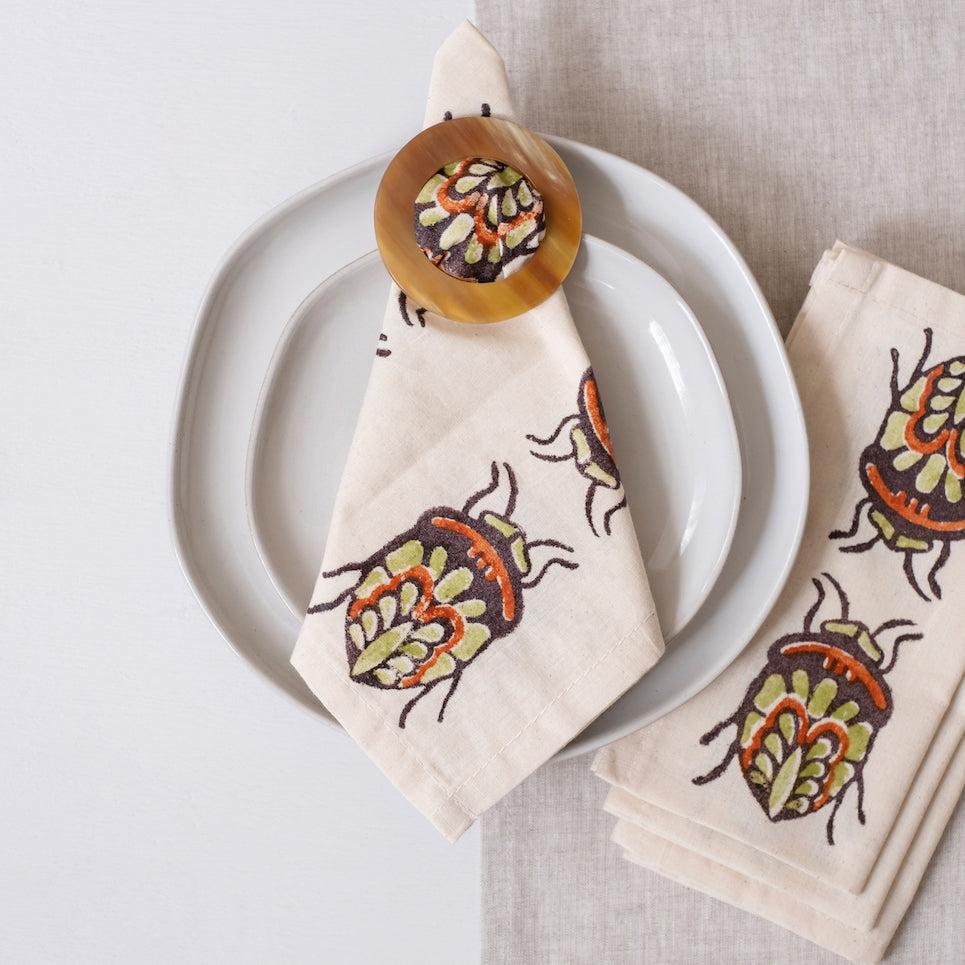 DecoratorsBest Hand Block Printed Napkin ~ Autumnal Jewel Bug