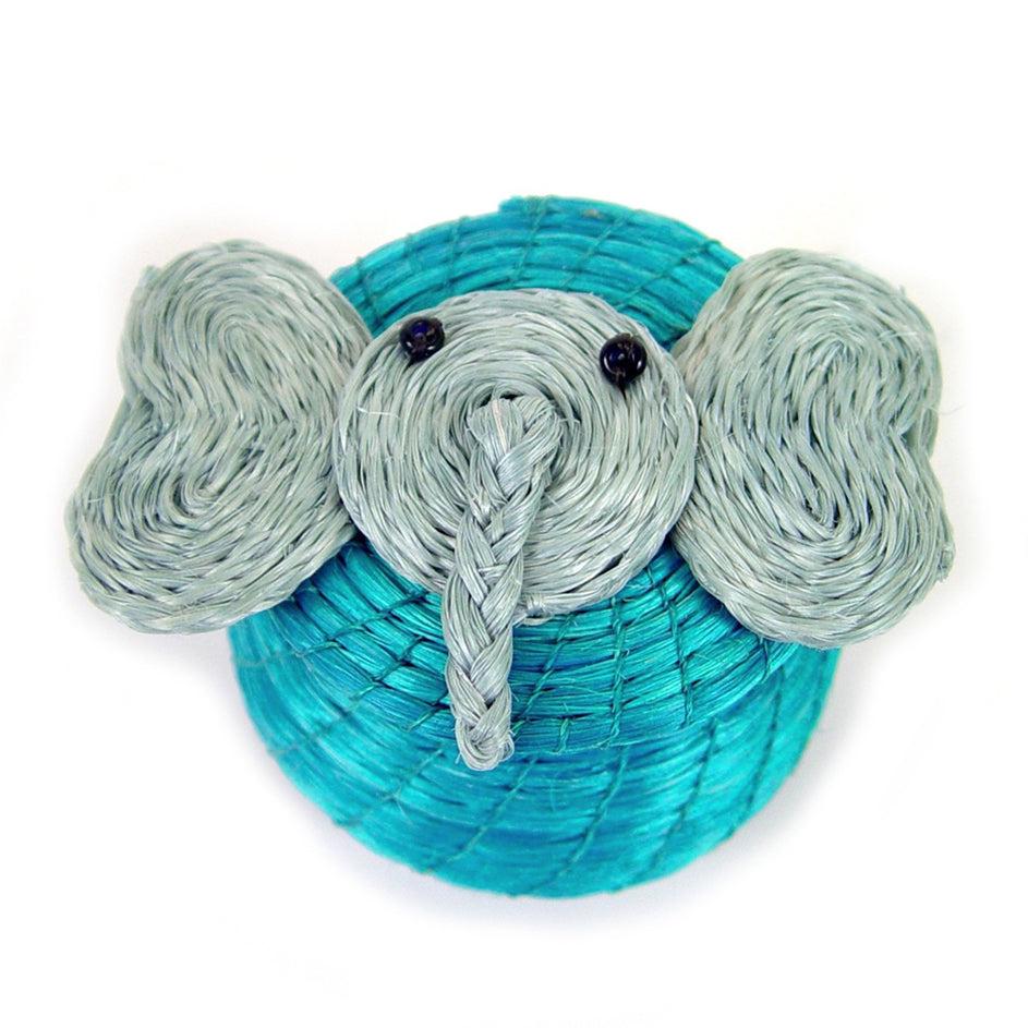 DecoratorsBest Elephant Lidded Basket - Turquoise Blue