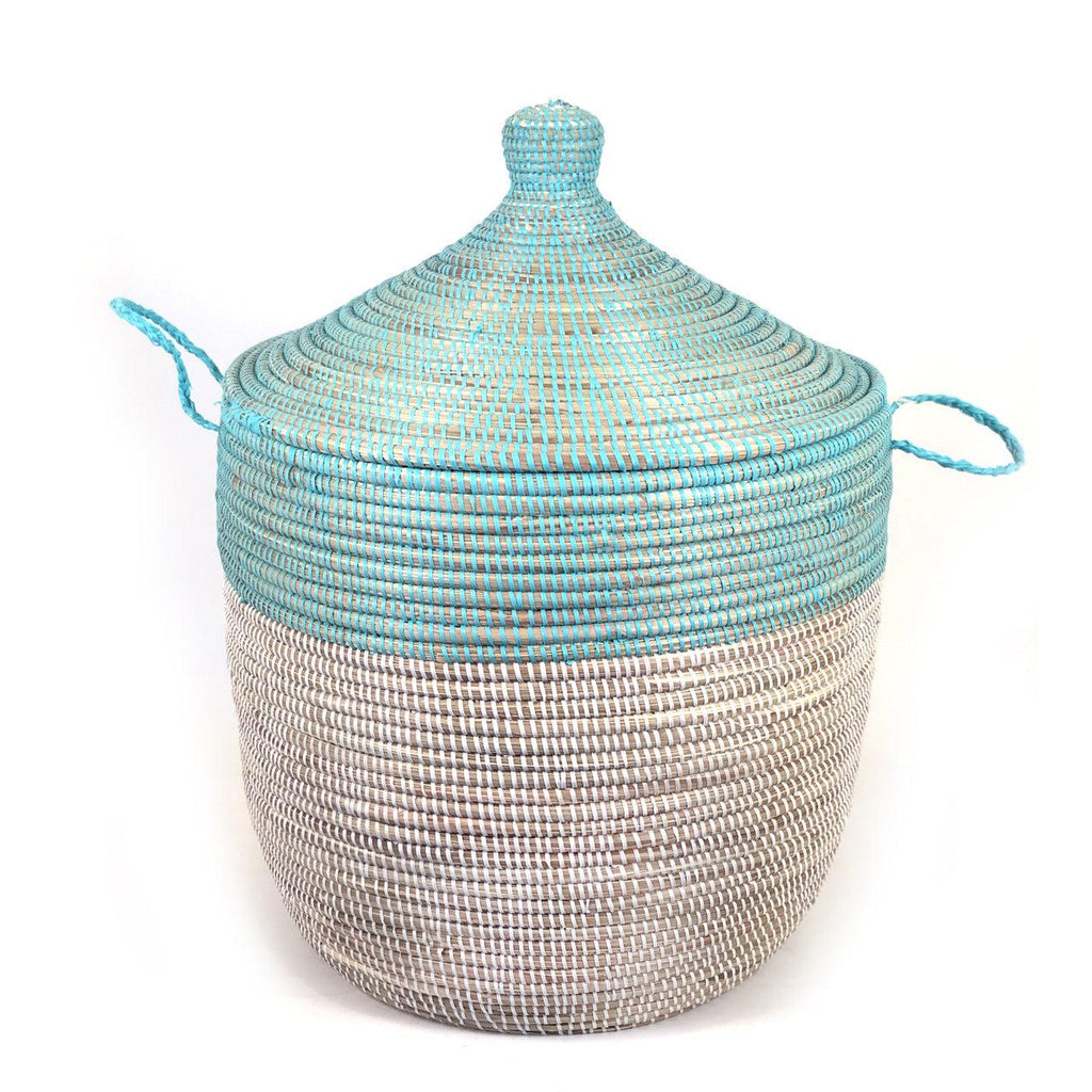 DecoratorsBest Low Storage Two-Tone Basket - Turquoise + White