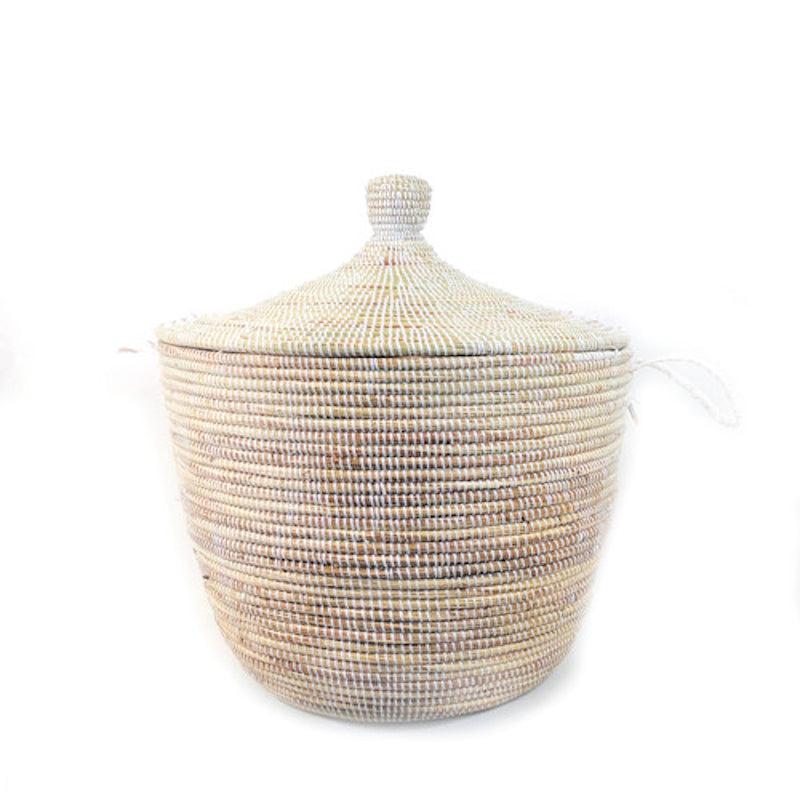 DecoratorsBest Dou Lid Storage Basket Monochrome White Low Storage