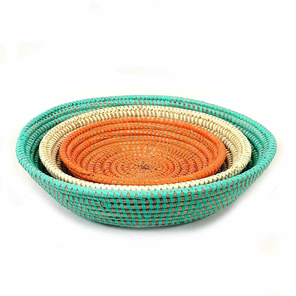 DecoratorsBest Tabletop Basket Bowl Set - Orange/ Turquoise/ White