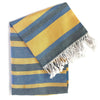 Decoratorsbest Samara Striped Blue & Yellow Turkish Towel