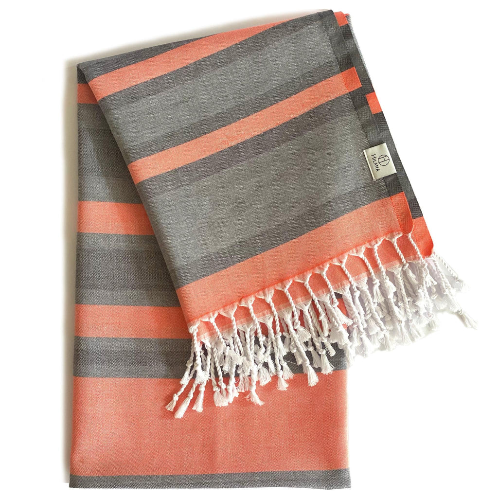 DecoratorsBest Samara Gray - Orange Turkish Towel