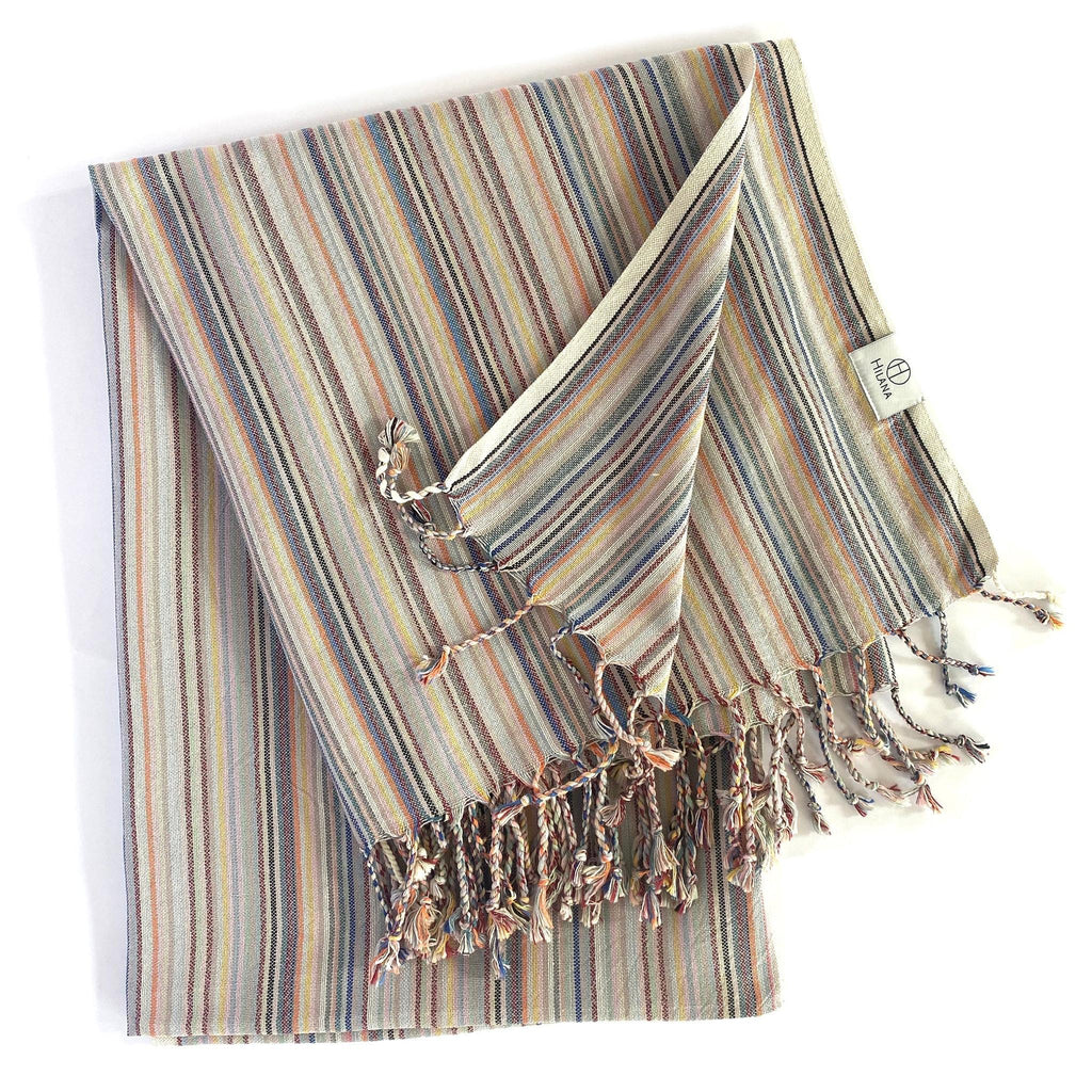 DecoratorsBest Casablanca Sustainable Striped Turkish Towel / Blanket Beige