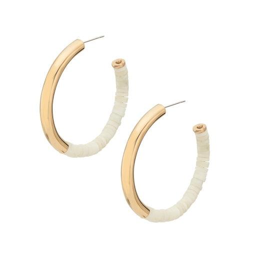 DecoratorsBest Karamu Hoop Earrings - Gold/White