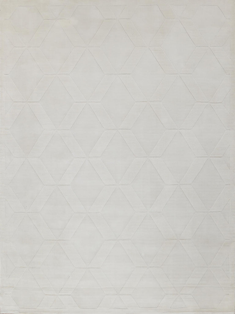 Exquisite Rugs Exquisite Rugs Brunello Modern Handmade Silky Nylon in 6735 White 10' x 14' Area Rug