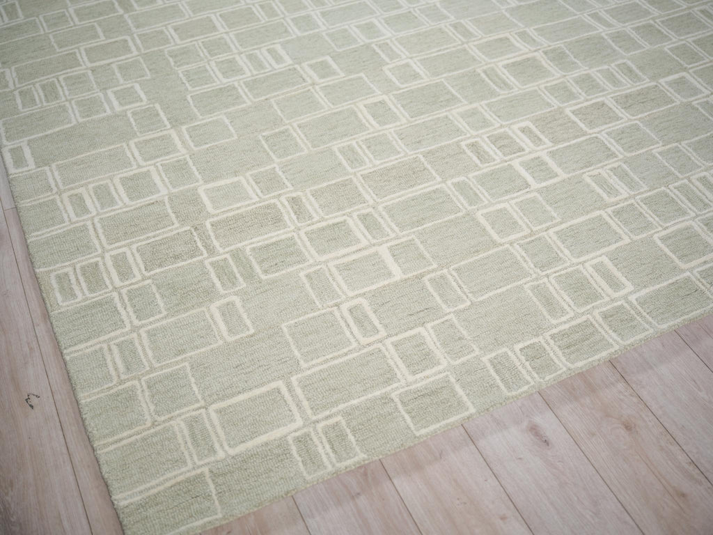 Exquisite Rugs Exquisite Rugs Soho Handmade Hand Tufted New Zealand Wool Green/Ivory 4' x 6' Area Rug