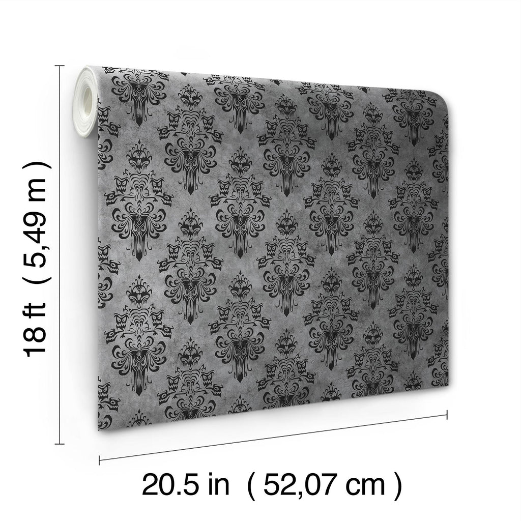 RoomMates Disney Haunted Mansion Grey Peel and Stick Grey Wallpaper