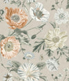 Roommates Vintage Poppy Orange Peel And Stick Neutral Wallpaper