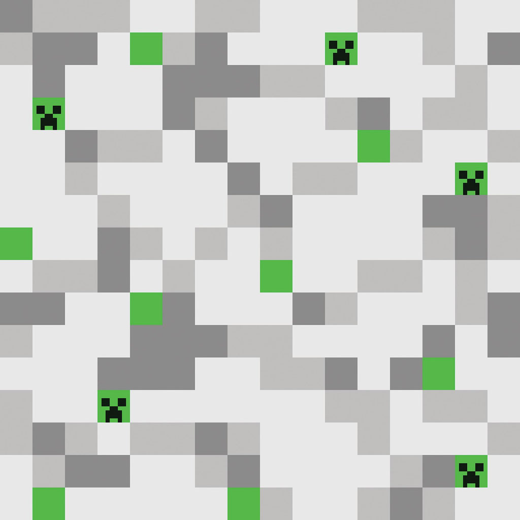 RoomMates Minecraft Grey Pixel Creeper Peel and Stick Grey Wallpaper