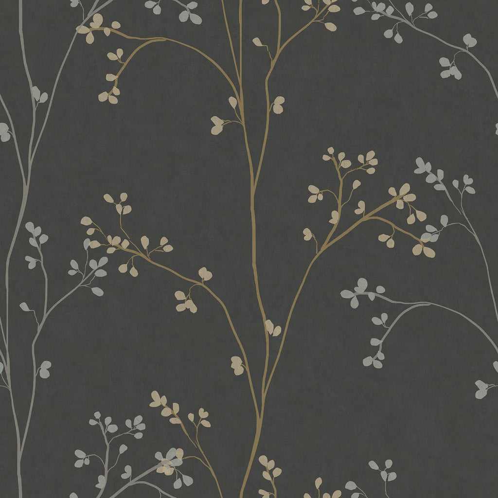 RoomMates Blossom Stripe Black Peel and Stick Black Wallpaper