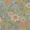 Roommates Retro Floral Pink & Green Peel And Stick Green Wallpaper