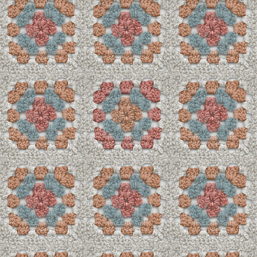 RoomMates Granny Square Cream & Pink Peel and Stick Orange Wallpaper