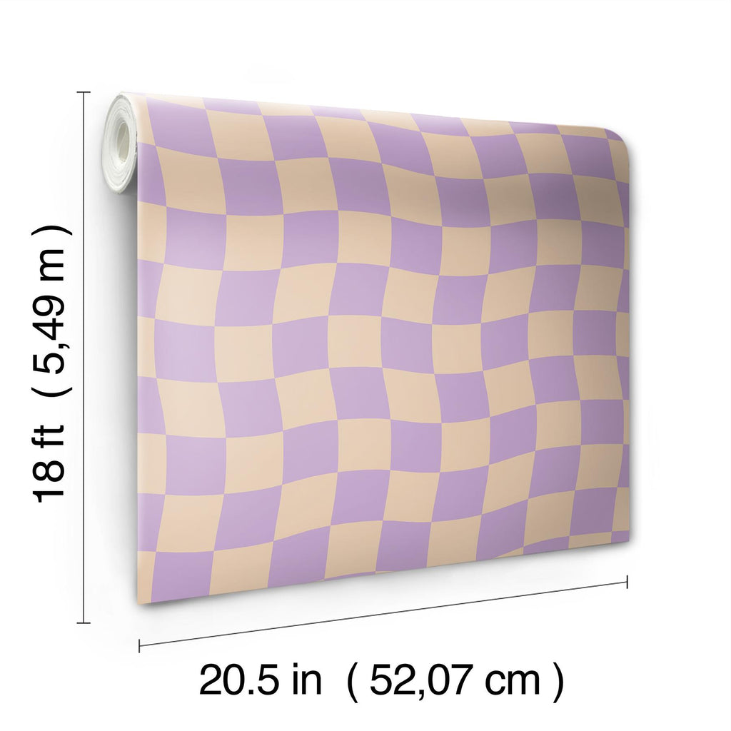 RoomMates Groovy Checker Purple Peel and Stick Purple Wallpaper