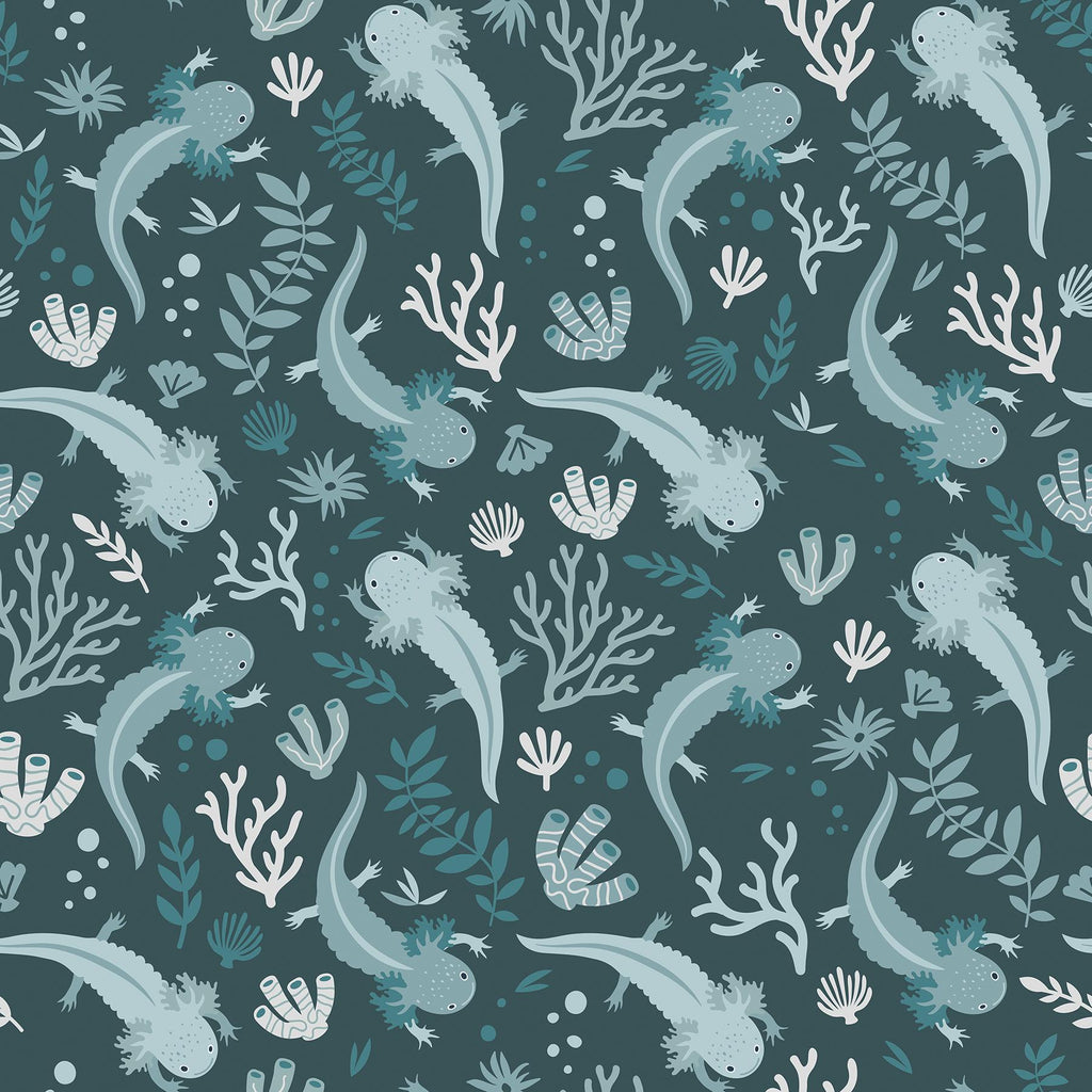 RoomMates Axolotl Blue Underwater Garden Peel and Stick Blue Wallpaper