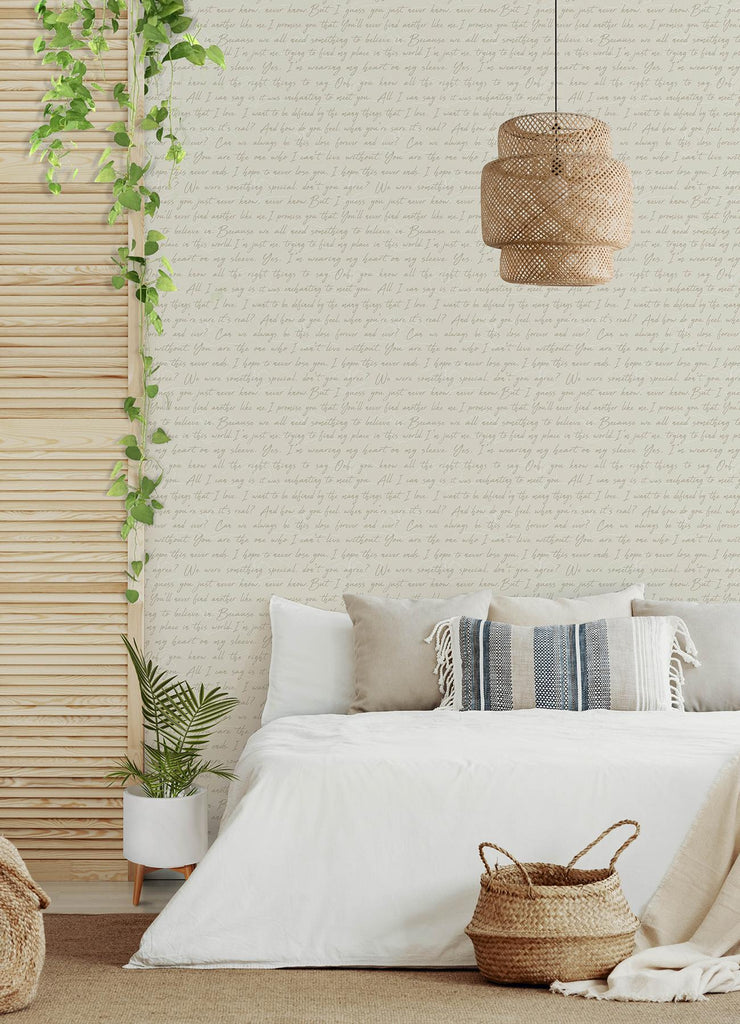 RoomMates Love Letters Parchment Peel and Stick Neutral Wallpaper