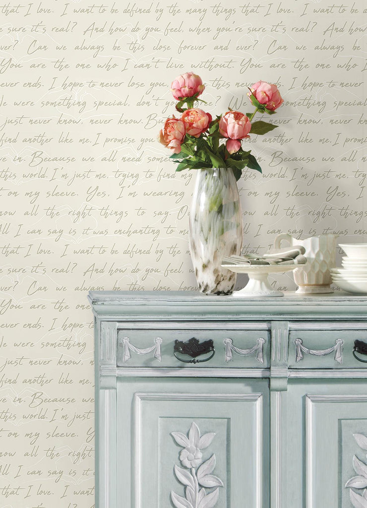 RoomMates Love Letters Parchment Peel and Stick Neutral Wallpaper