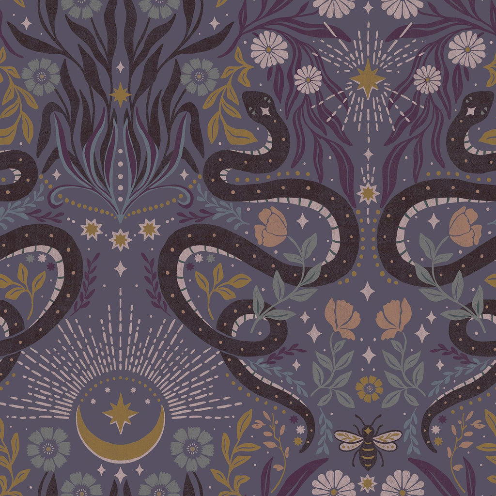 RoomMates Mystic Serpent Plum Peel and Stick Purple Wallpaper