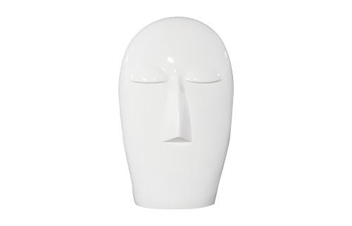 Phillips Collection Emerging Face Sculpture, Gel Coat White, Small Black Accent