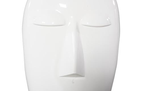 Phillips Collection Emerging Face Sculpture, Gel Coat White, Small Black Accent