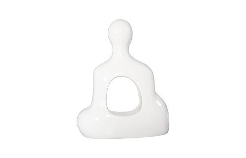 Phillips Collection Buddha Seated Sculpture, Gel Coat White White Accent