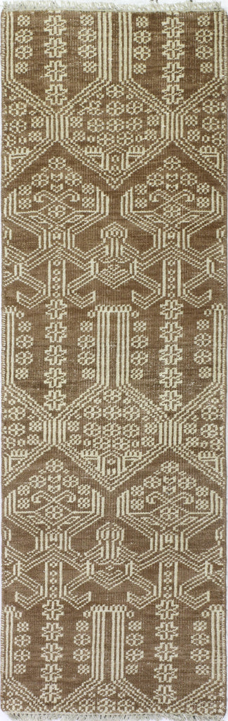 Bashian Artifact Hand Knotted 100% Wool Rust 2.5' x 8' Area Rug