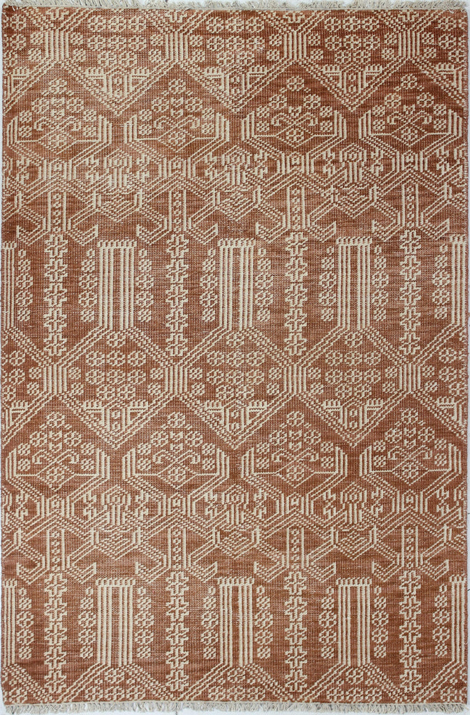 Bashian Artifact Hand Knotted 100% Wool Rust 5' x 7.5' Area Rug