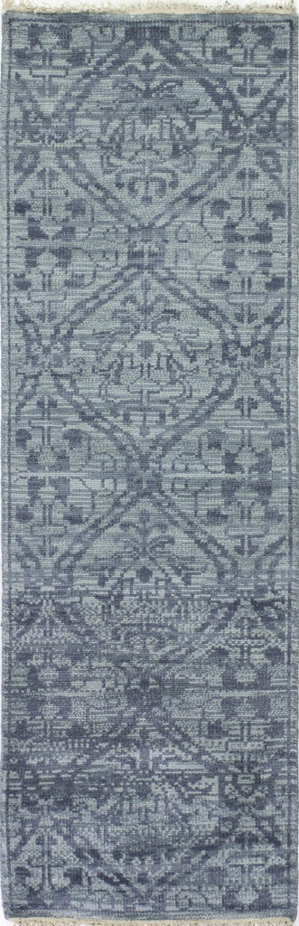 Bashian Artifact Hand Knotted 100% Wool Teal 2.5' x 8' Area Rug