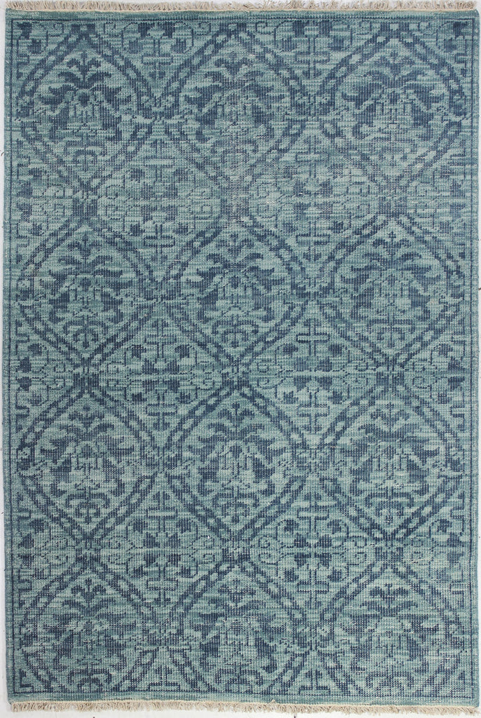 Bashian Artifact Hand Knotted 100% Wool Teal 3.5' x 5.5' Area Rug